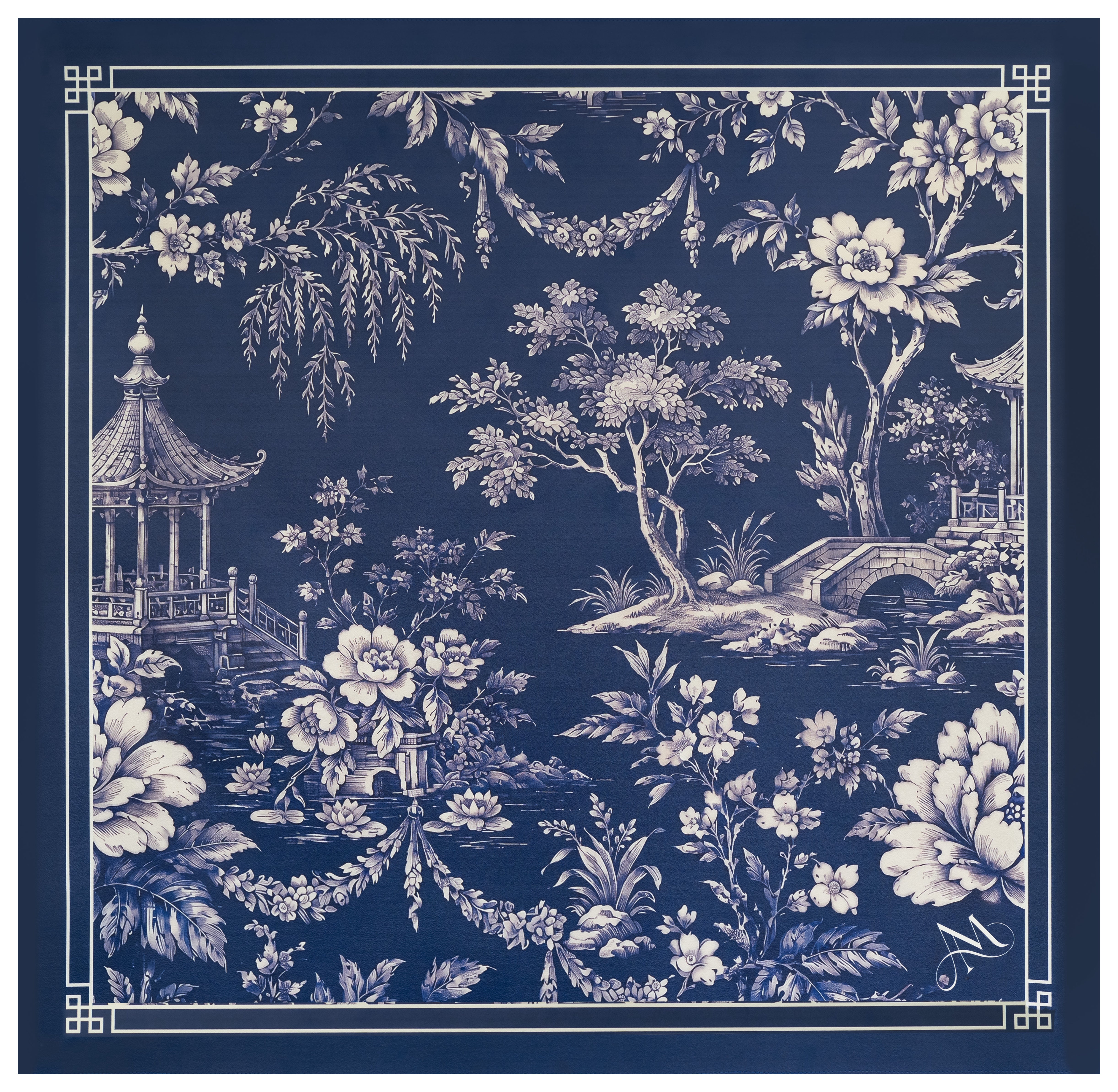 Dark Chinoiserie Mahjong Mat (Leatherette)