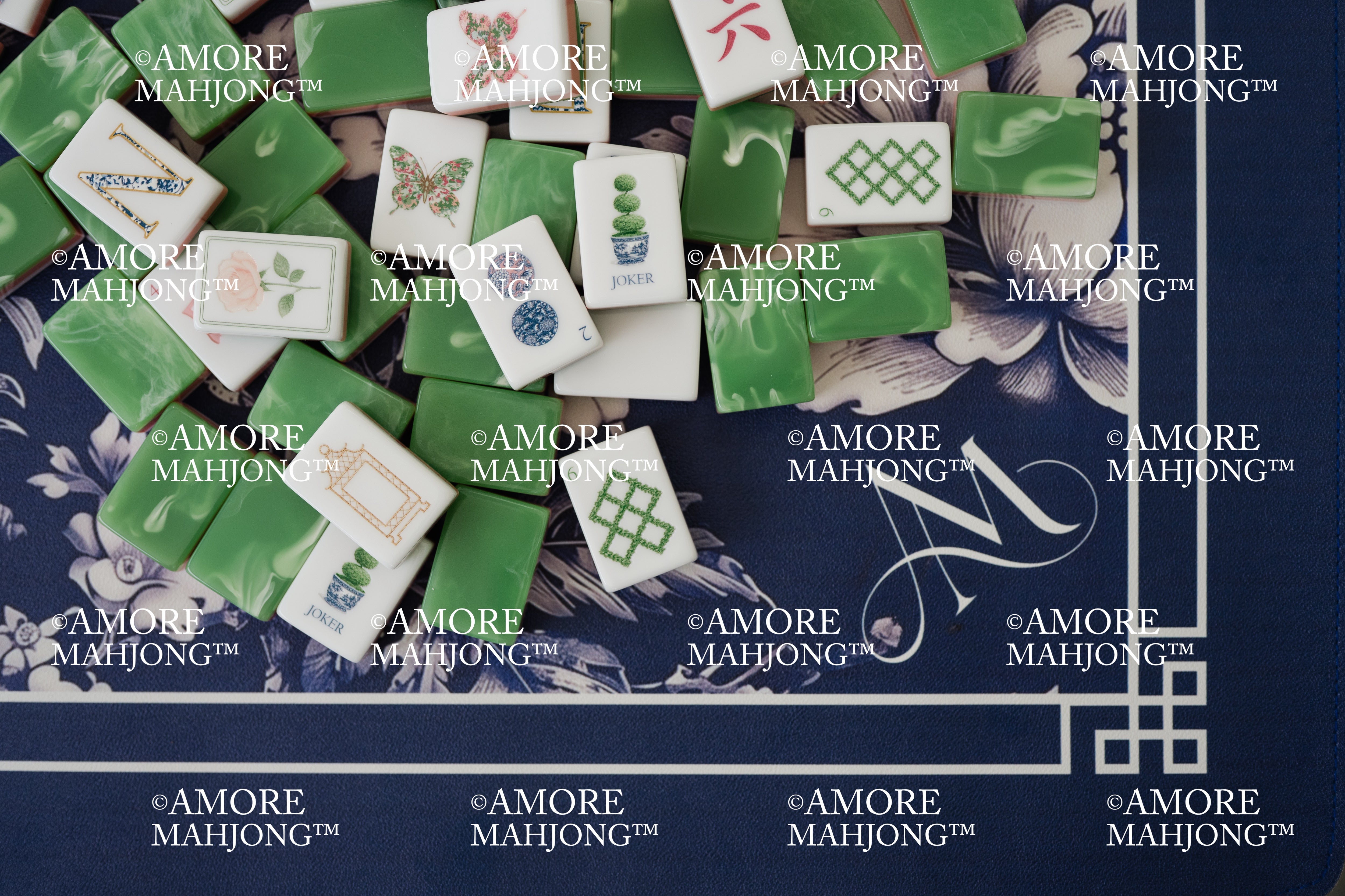 Dark Chinoiserie Mahjong Mat (Leatherette)